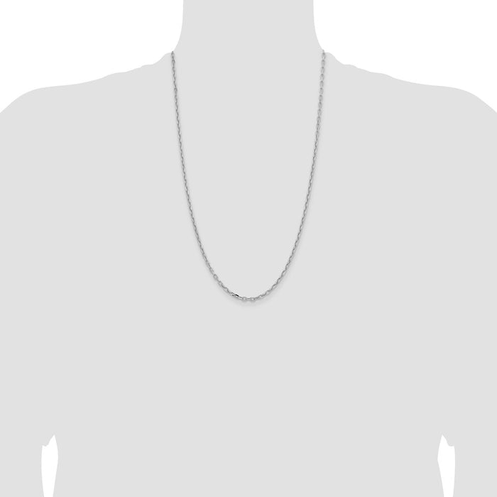 Buy 14K White Gold 3mm Semi-Solid Open Link Cable Chain Necklace - Stylish Value!-4