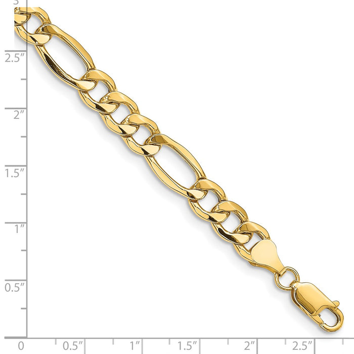 Designer 14K Gold 7-Inch Figaro Bracelet - Luxury 8.5mm Links & Lobster Clasp-2