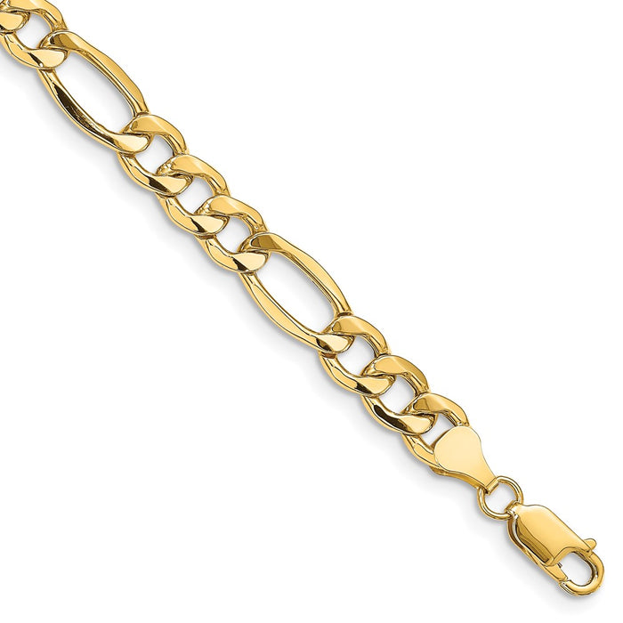 Designer 14K Gold 7-Inch Figaro Bracelet - Luxury 8.5mm Links & Lobster Clasp-1