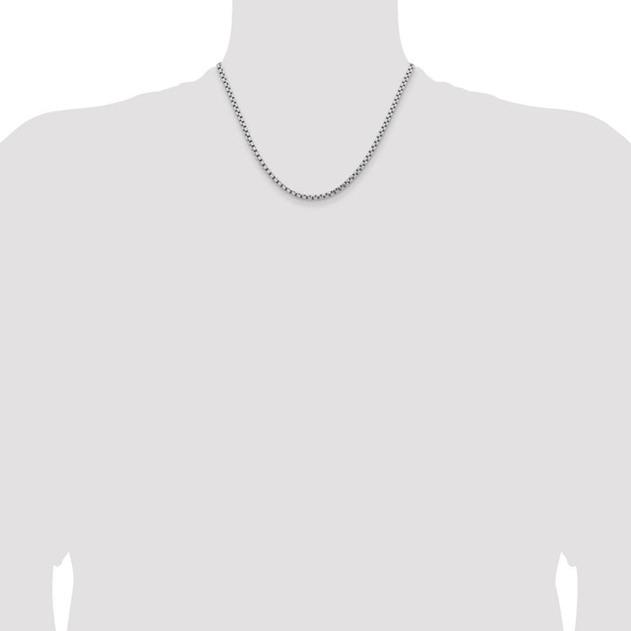 Buy Stylish 14K White Gold 18-Inch Box Chain - 3.6mm, Luxury Lobster Clasp-4