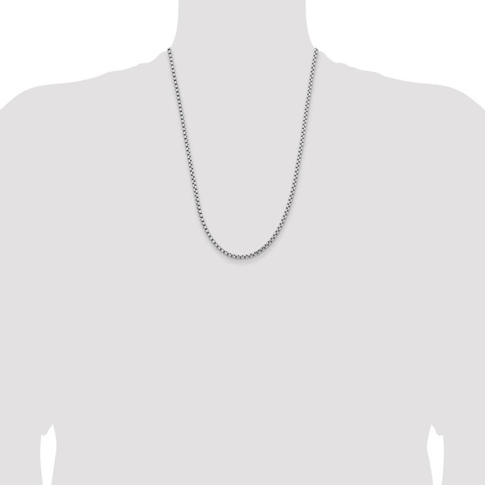 Buy 14K White Gold 24-Inch 3.6mm Semi-Solid Round Box Chain - Stylish & Durable-4