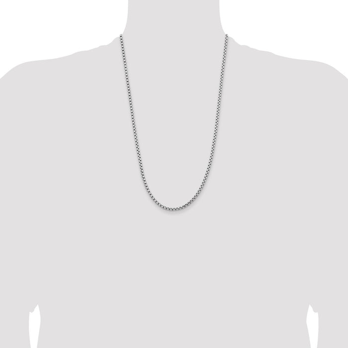 Shop Luxury 14K White Gold 26-Inch Round Box Chain - Stylish 3.6mm Design-4