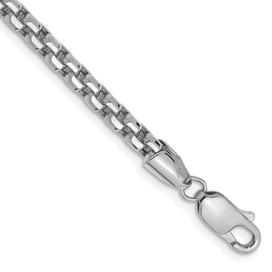 Buy Stylish 14K White Gold 8-Inch Box Bracelet - 3.6mm Links, Luxury Value!