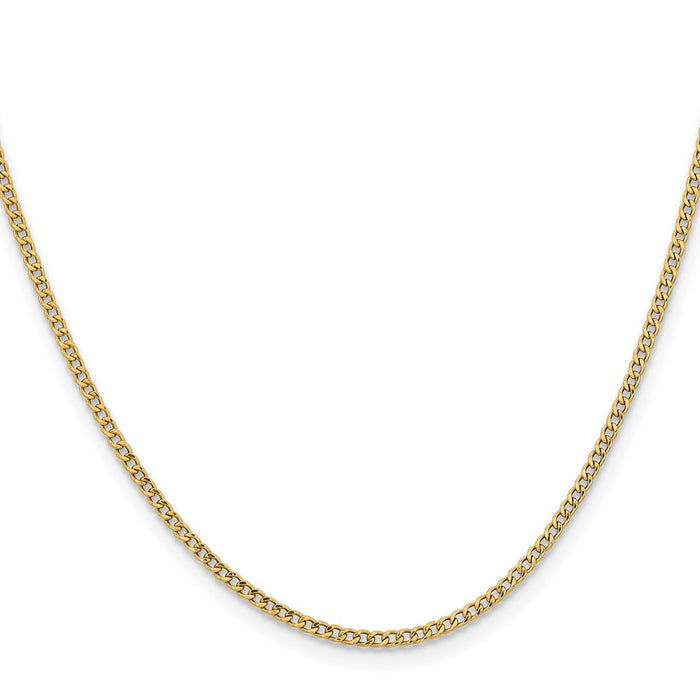 Buy 14K Gold 18-Inch Semi-Solid Curb Chain, 1.85mm Links, Stylish Luxury-2