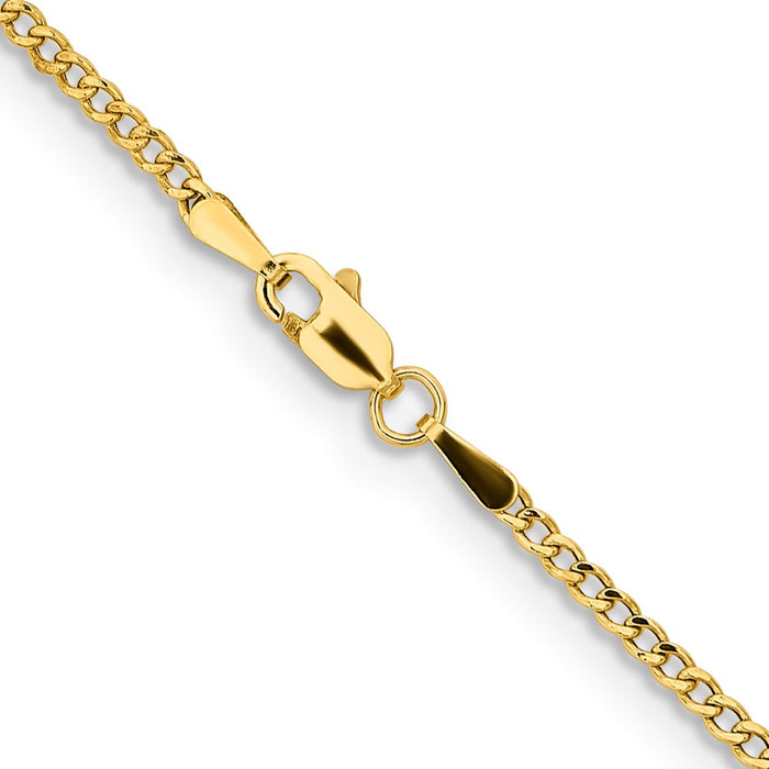 Shop Luxury 14K Gold 20-Inch Semi-Solid Curb Chain, 1.85mm, Stylish Design-3
