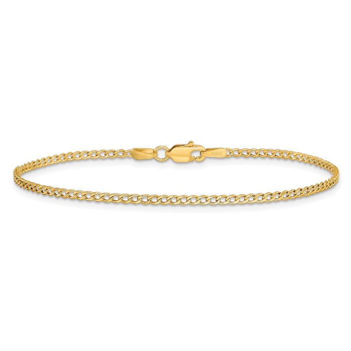 Exclusive 14K Gold 9-Inch 1.85mm Semi-Solid Curb Anklet - Stylish & Luxurious-3