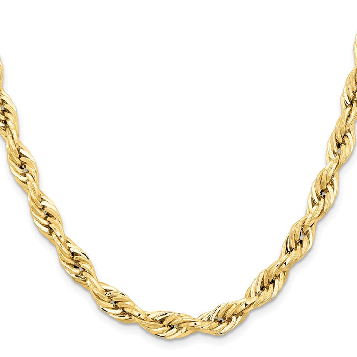 Shop Luxury 14K Gold Semi-Solid Rope Chain 20-Inch, 7mm - Stylish & Durable-2