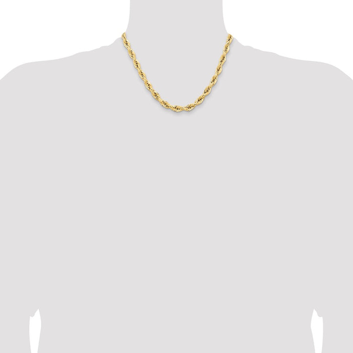Shop Stylish 14K Gold 18-Inch 7mm Semi-Solid Rope Chain with Lobster Clasp-4