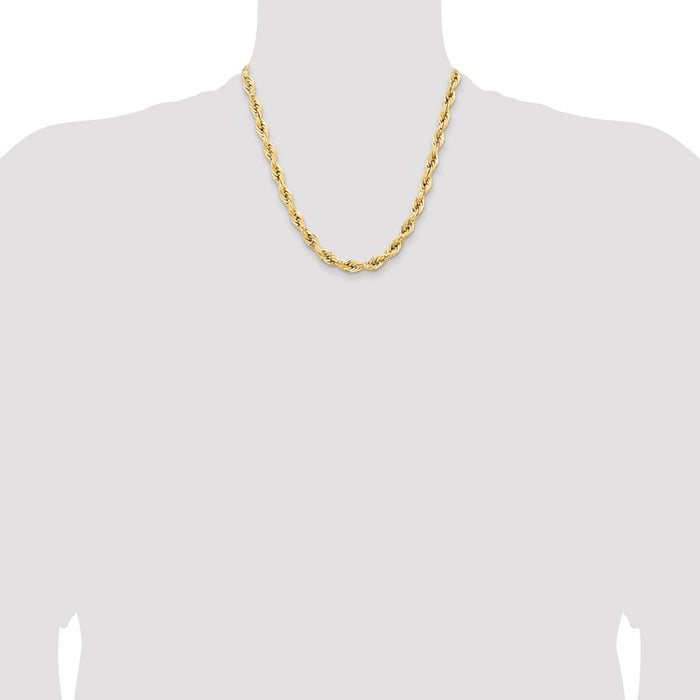 Shop Luxury 14K Gold Semi-Solid Rope Chain 20-Inch, 7mm - Stylish & Durable-4