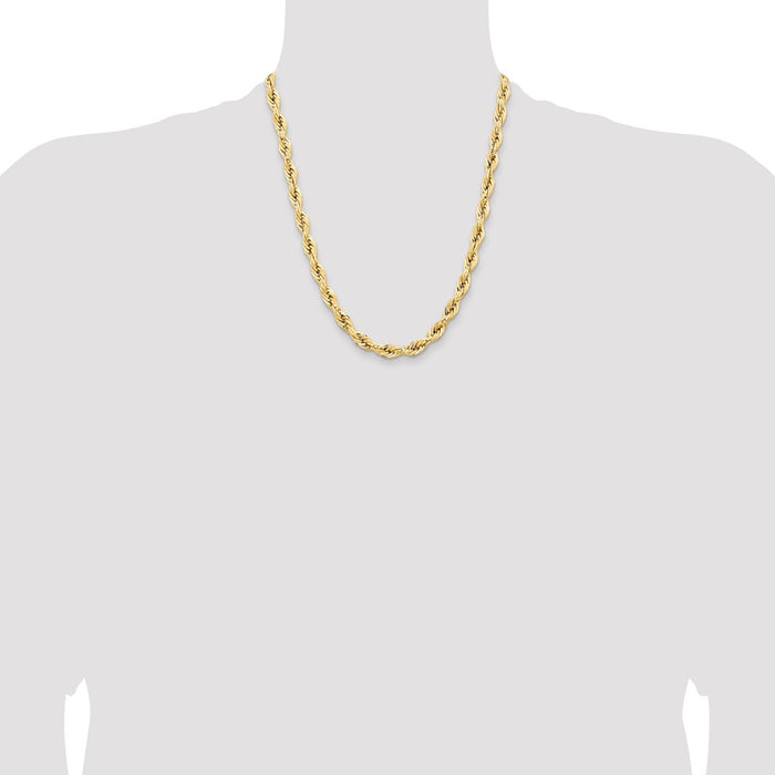 Buy 14K Gold 22-Inch 7mm Semi-Solid Rope Chain - Stylish & Affordable Luxury-4