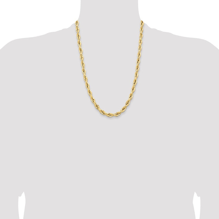 Shop 14K Gold 24-Inch 7mm Semi-Solid Rope Chain - Stylish Luxury Accessory-4