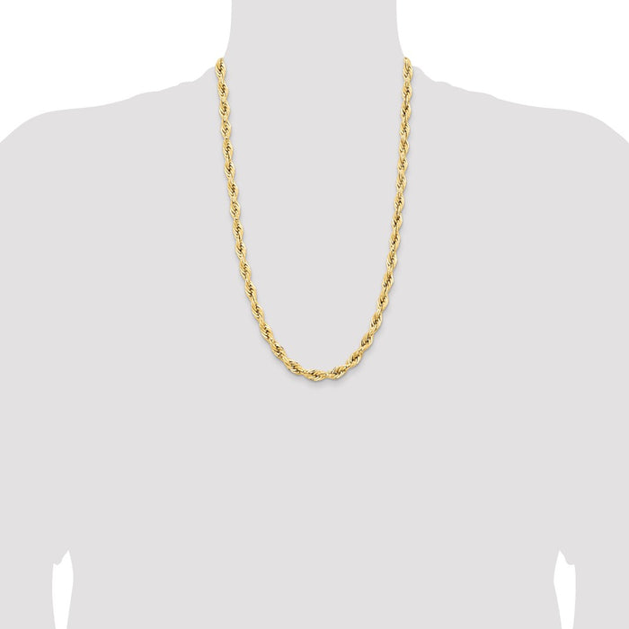 Shop Stylish 14K Gold 26-Inch 7mm Semi-Solid Rope Chain - Luxury Design-4