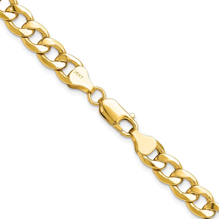 Shop 14K Gold 7.5mm Semi-Solid Curb Chain Necklace - Affordable Luxury!-3