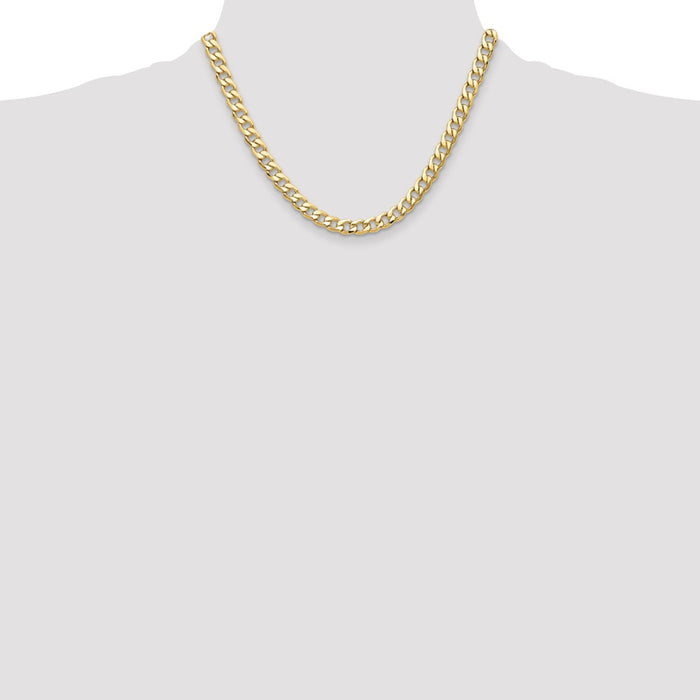 Buy 14K Gold 7.5mm Semi-Solid Curb Chain Necklace - Stylish Luxury Accessory-4