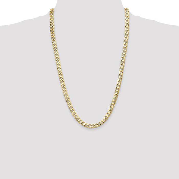 Shop 14K Gold 7.5mm Semi-Solid Curb Chain Necklace - Affordable Luxury!-4