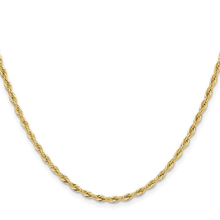 Shop 14K Yellow Gold 2.5mm Semi-Solid Rope Chain - Stylish & Affordable Luxury-2