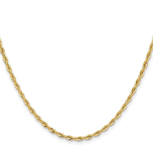 Shop Stylish 14K Yellow Gold 2.5mm Semi-Solid Rope Chain - Luxury Value