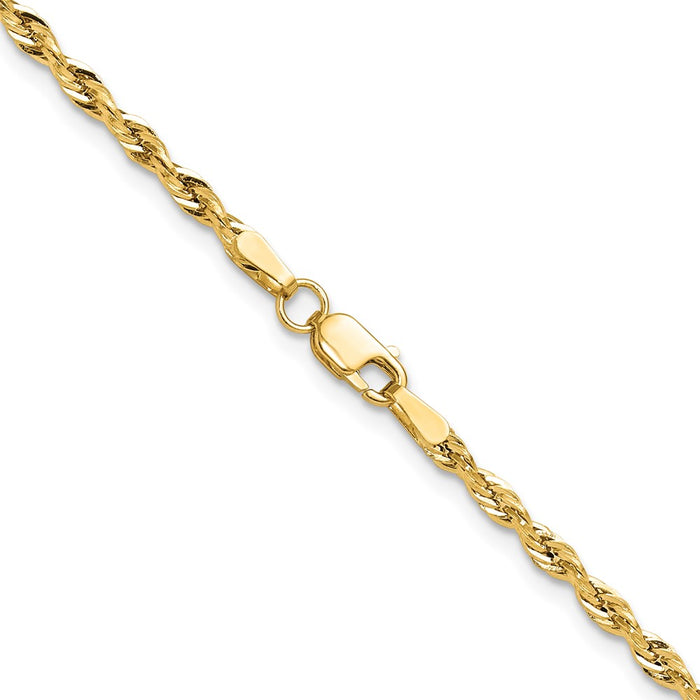 Buy 14K Yellow Gold 2.5mm Semi-Solid Rope Chain - Stylish & Affordable Luxury-3