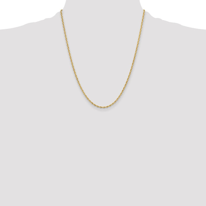Shop 14K Yellow Gold 2.5mm Semi-Solid Rope Chain - Stylish Luxury Jewelry-4