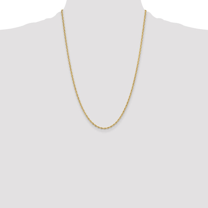Buy 14K Yellow Gold 2.5mm Semi-Solid Rope Chain - Stylish & Durable Design-4