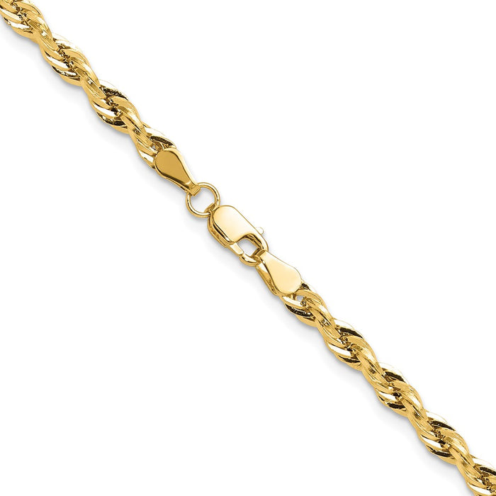Shop Luxury 14K Yellow Gold 3.5mm Semi-Solid Rope Chain - Stylish & Durable-3
