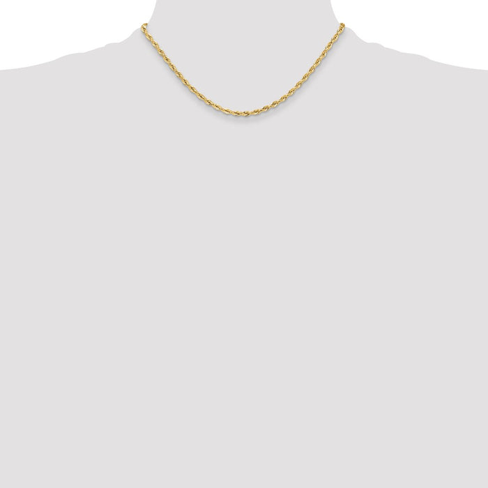 Shop Luxury 14K Yellow Gold 3.5mm Semi-Solid Rope Chain - Stylish & Durable-4