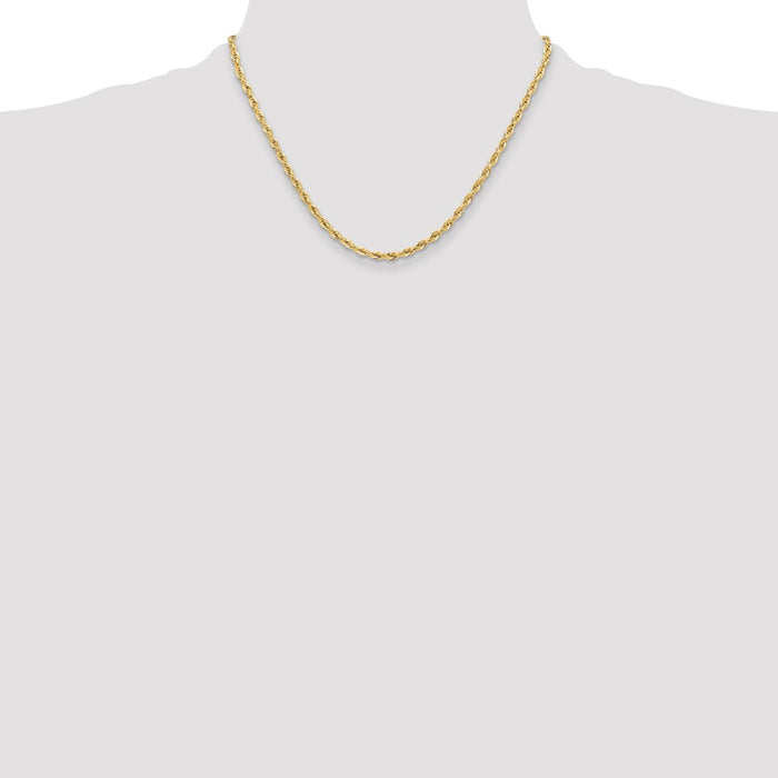 Buy Stylish 14K Yellow Gold 3.5mm Semi-Solid Rope Chain - Affordable Luxury-4