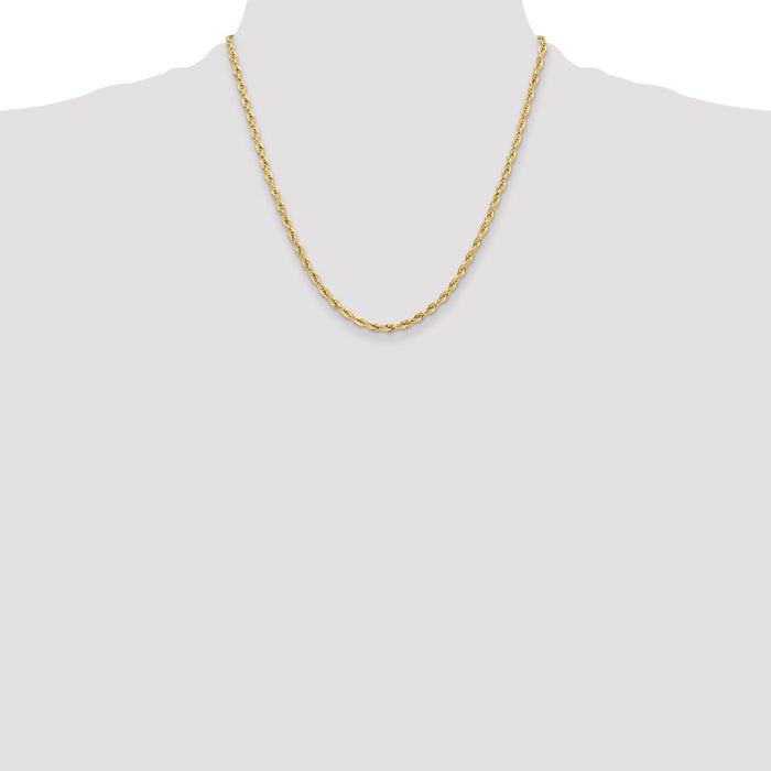 Buy 14K Yellow Gold 3.5mm Semi-Solid Rope Chain - Stylish & Affordable Luxury-4