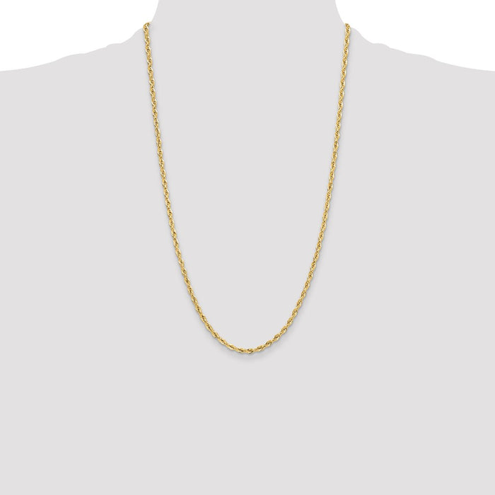 High-Quality 14K Gold 3.5mm Semi-Solid Rope Chain - Stylish & Affordable!-4