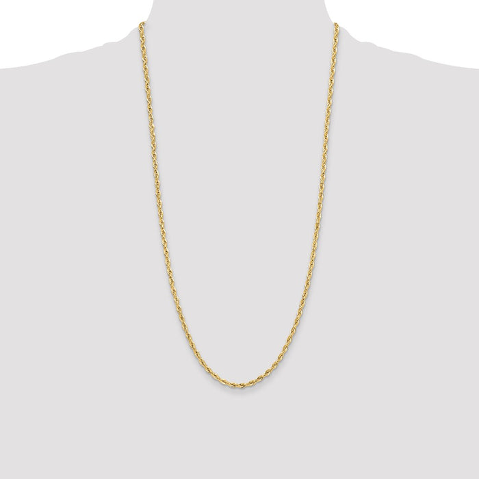 High-Quality 14K Yellow Gold 3.5mm Semi-Solid Rope Chain - Stylish Value!-4