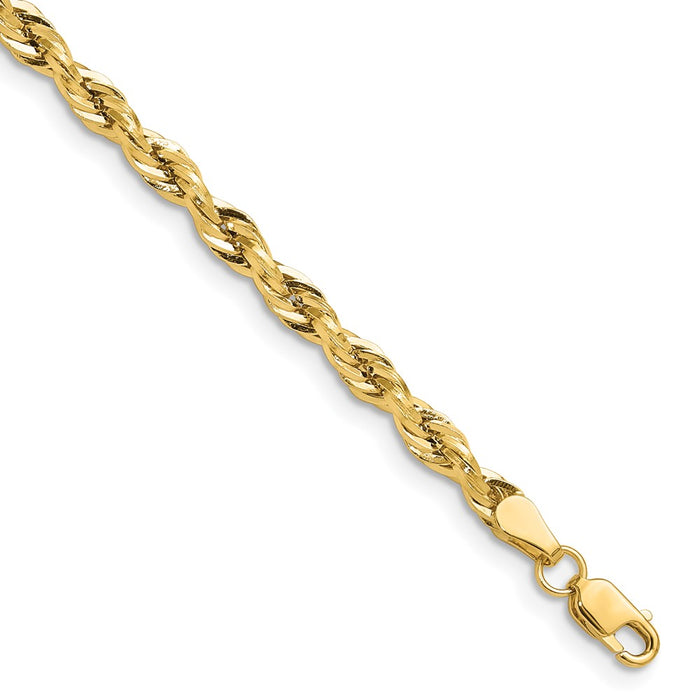 High-Quality 14K Yellow Gold 3.5mm Semi-Solid Rope Chain - Stylish Value!-1