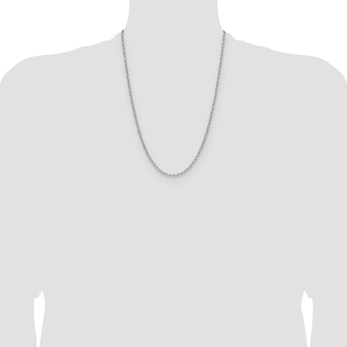 Buy 14K White Gold 3.0mm Beveled Paperclip Link Chain - Affordable Luxury!-4