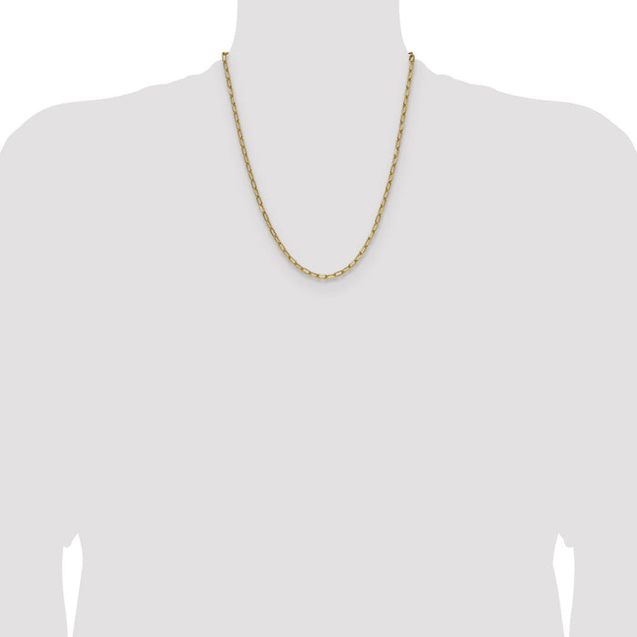 Buy Stylish 14K Gold 3.7mm Semi-Solid Beveled Paperclip Chain Necklace-4