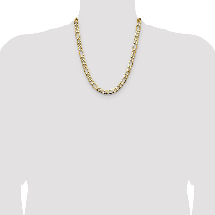 Shop 14K Gold 9.4mm Semi-Solid Figaro Chain Necklace - Stylish Luxury Value!-4