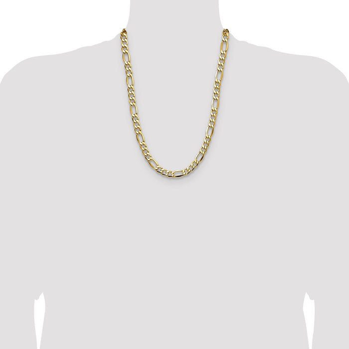 Buy 14K Gold 9.4mm Semi-Solid Figaro Chain Necklace - Stylish & Affordable!-4