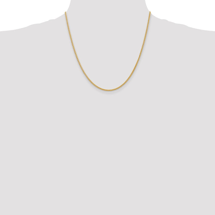 Buy Stylish 14K Gold 20-Inch 2mm Semi-Solid Wheat Chain - Affordable Luxury!-4