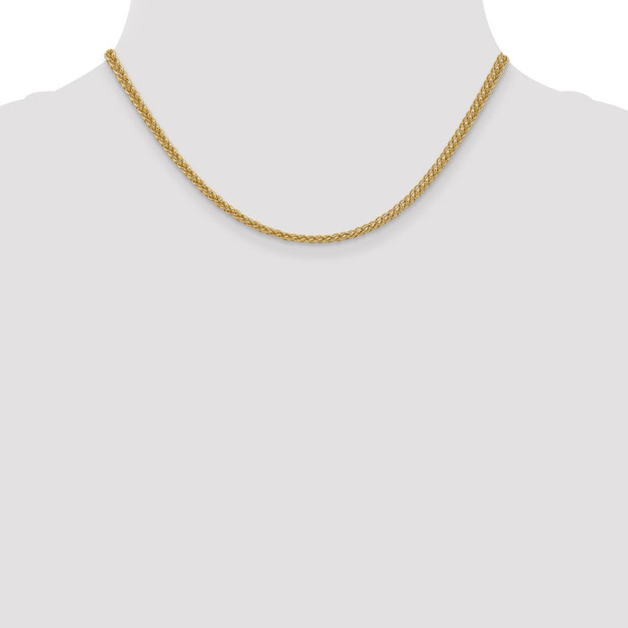 Buy 14K Gold 16-Inch 2.6mm Wheat Chain - Luxury Semi-Solid Design, Lobster Clasp-4