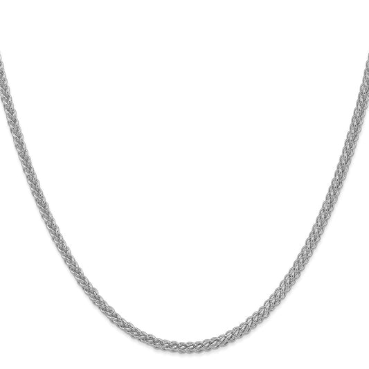 Shop Stylish 14K White Gold 2.6mm Semi-Solid Wheat Chain - Luxury Value!