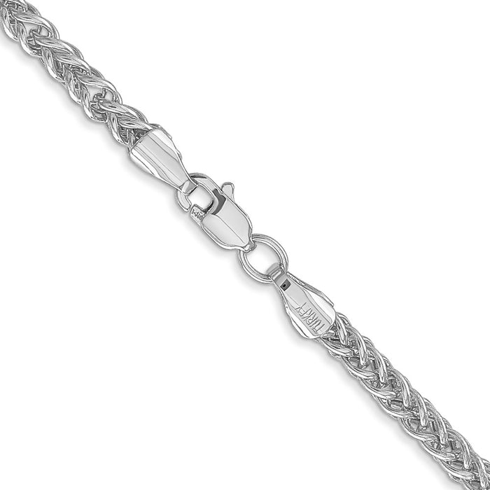 High-Quality 14K White Gold 2.6mm Wheat Chain - Stylish & Affordable Luxury-3