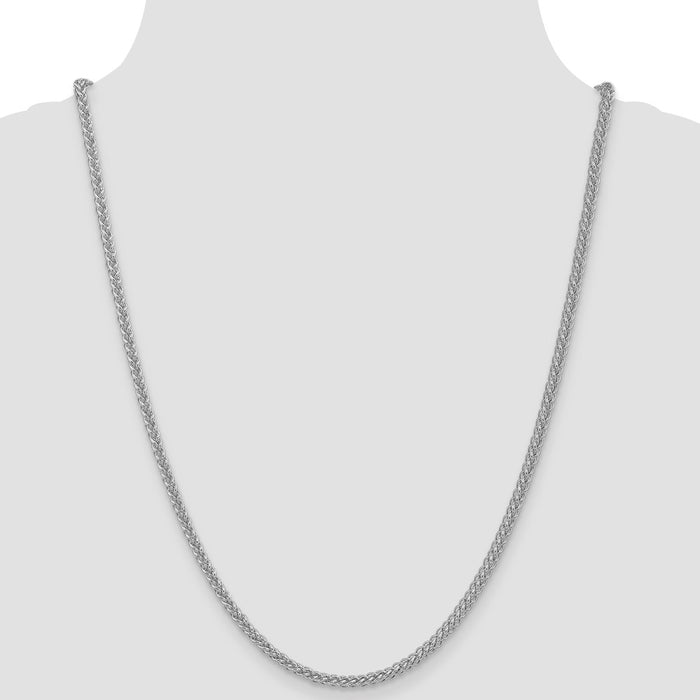 High-Quality 14K White Gold 2.6mm Wheat Chain - Stylish & Affordable Luxury-4