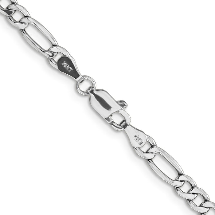 Shop 14K White Gold 22-Inch 4.4mm Figaro Chain - Stylish & Durable Design-3