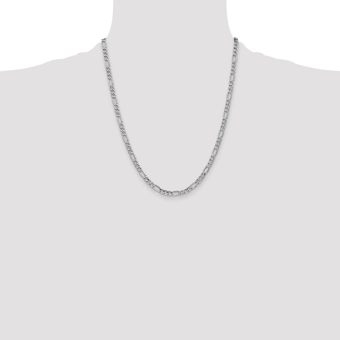 Shop 14K White Gold 22-Inch 4.4mm Figaro Chain - Stylish & Durable Design-4