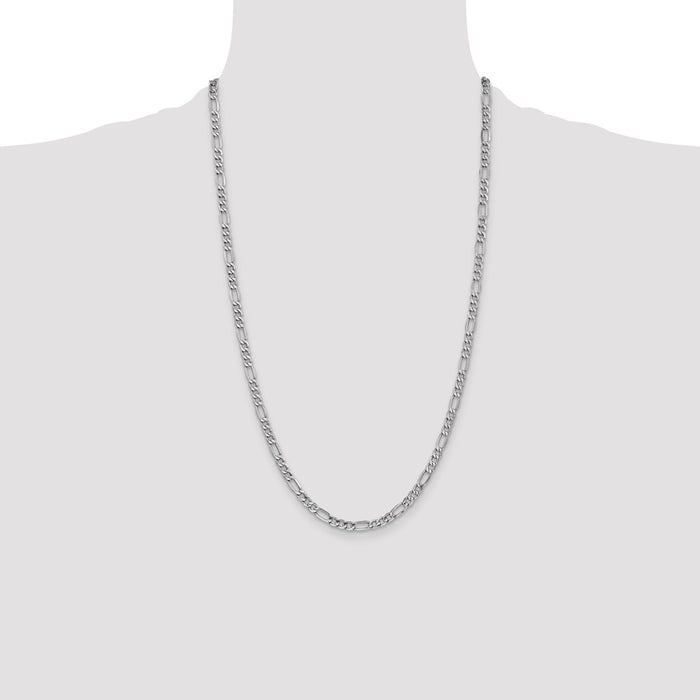 Buy 14K White Gold 26-Inch Figaro Chain - Stylish 4.4mm, Lobster Clasp, Value!-4
