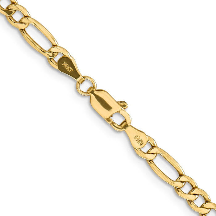 Buy Affordable 22-Inch 4.2mm 14K Gold Semi-Solid Figaro Chain - Luxury Style!-3