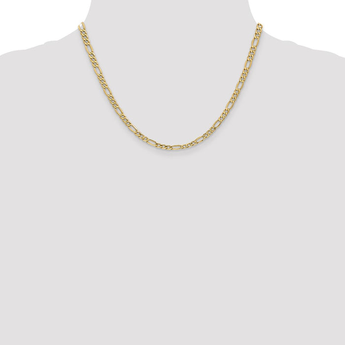 Exclusive 14K Gold 18-Inch Semi-Solid Figaro Chain - 4.2mm, Stylish Value!-4