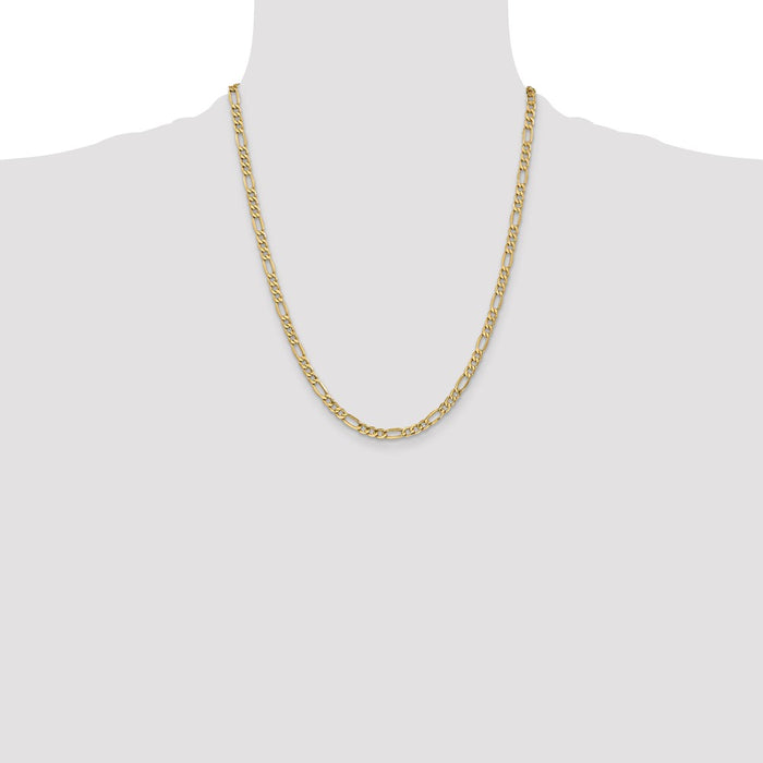 Buy Affordable 22-Inch 4.2mm 14K Gold Semi-Solid Figaro Chain - Luxury Style!-4