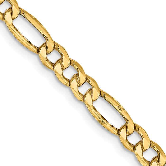 Exclusive 14K Gold 18-Inch Semi-Solid Figaro Chain - 4.2mm, Stylish Value!-1