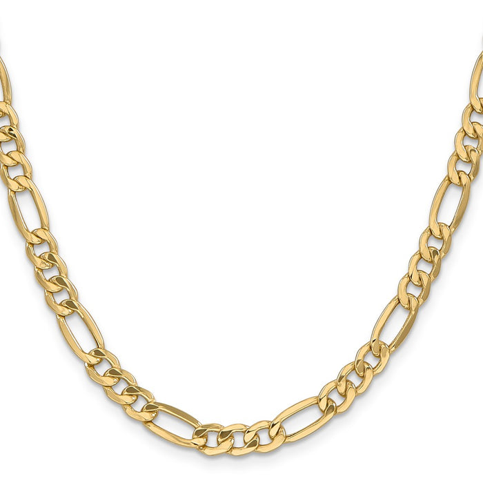 Buy 14K Gold 24-Inch Semi-Solid Figaro Chain - Stylish 6.25mm Links-2