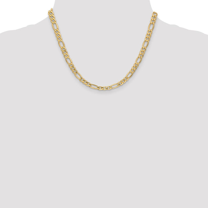 Buy 14K Gold 18-Inch 6.25mm Figaro Chain - Stylish Semi-Solid Design-4