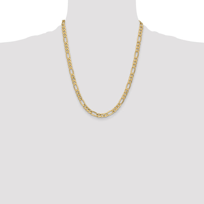 Exclusive 14K Gold Semi-Solid Figaro Chain, 22-Inch, 6.25mm Links, Stylish!-4